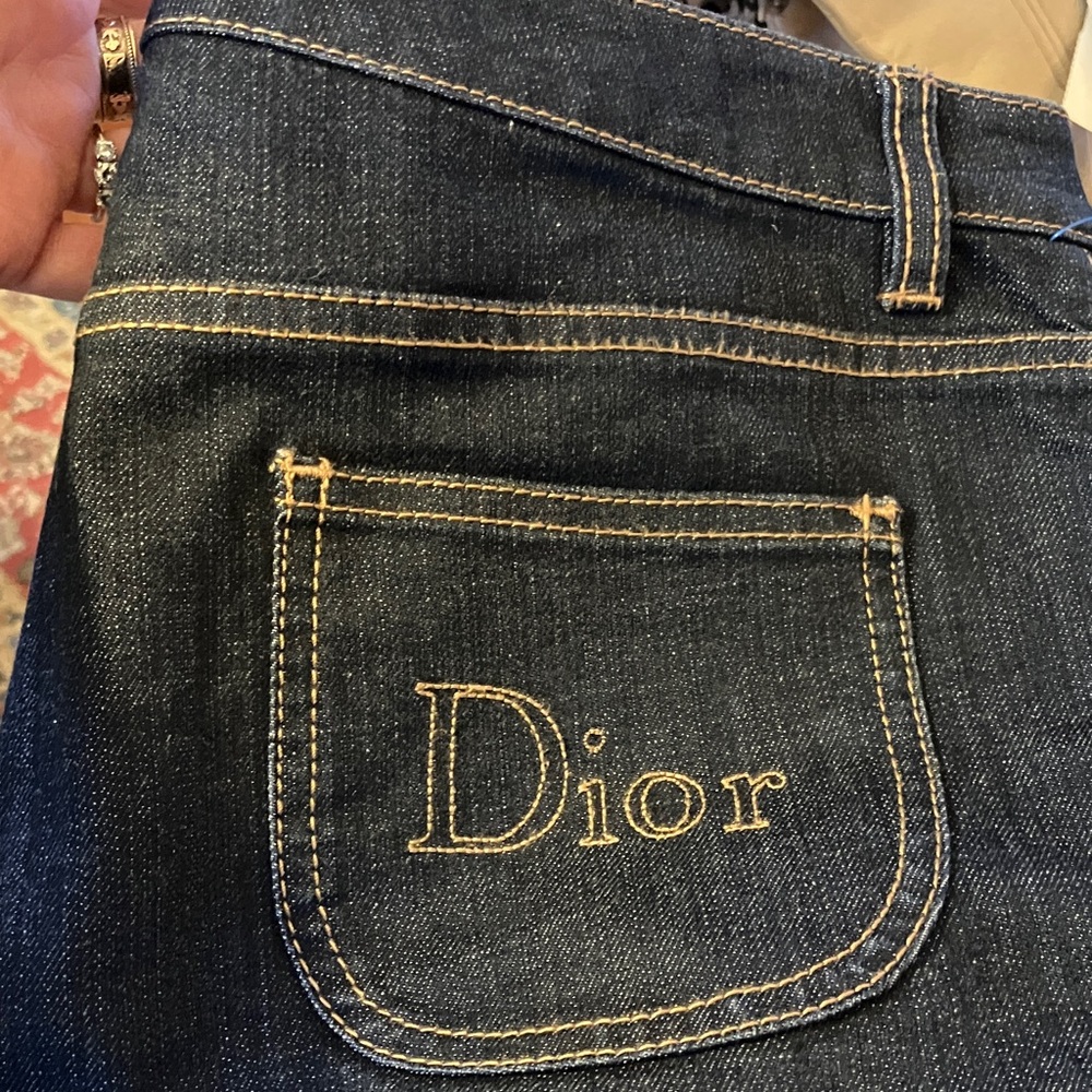 Dior Dark Blue Denim flare logo pocket jeans 10